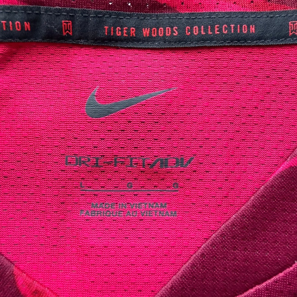 RARE Nike Mens Tiger Woods Dri-FIT Blade Collar Red Camo‎ Golf Polo Red Size L - Picture 4 of 8